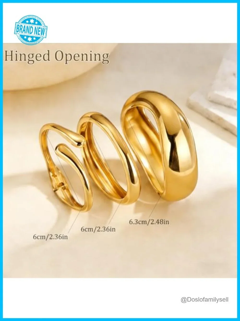 14k Gold Plated Chunky Bangle Bracelets Set, Stackable Dainty Cuff Jewelry
